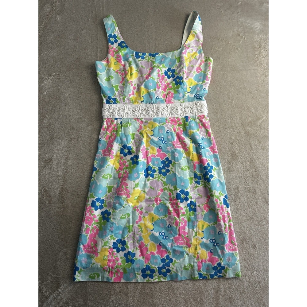 LILLY PULITZER Serena Dress Size 6 Spring Fling Floral Sleeveless Beaded Women's - Picture 2 of 7